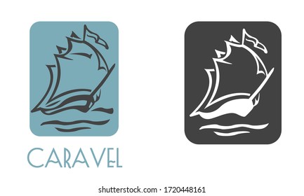 Logo Caravel floating on the waves