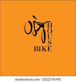 Logotipo. Tarjeta. Bicicleta. Fondo anaranjado