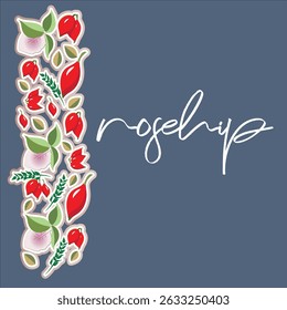 logo card with lettering rosehip and objects