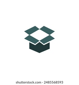 Logo cardboard box open with blank background