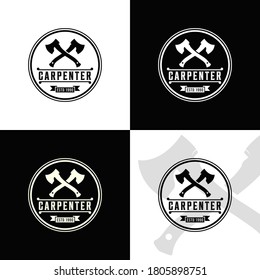 logo for carpenter complete with ax and white background