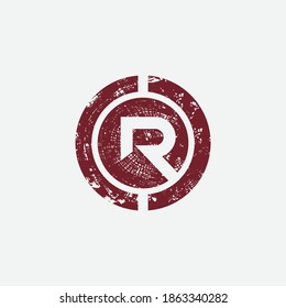 Logo for carpenter initials R and blotch design
