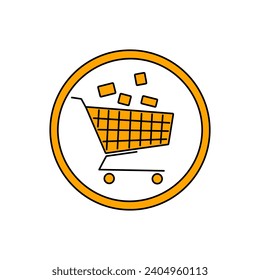 Logo cart for shopping online orange color isolated on white.