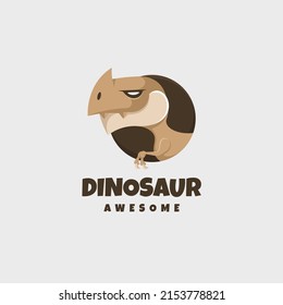 Logo Cartoon Character. Logo of a funny and smiling dinosaur. Dinosaur cartoon character vector logo template. EPS-10 vector.