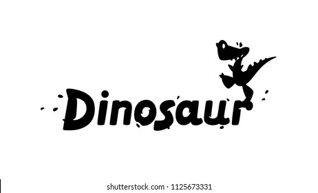 Logo of a cartoon dinosaur. Vector illustration. Image is isolated on white background. Symbol, emblem for children's shop. Mascot company. Icon of the reptile.