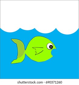 Logo cartoon fish in the water