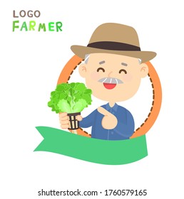 Logo Cartoon  Funny  Farmer Vector