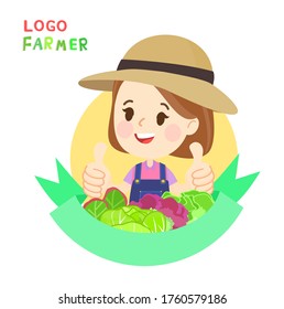 Logo Cartoon  Funny  Farmer Vector
