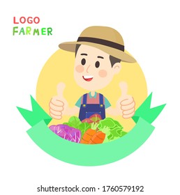 Logo Cartoon  Funny  Farmer Vector
