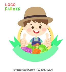 Logo Cartoon  Funny  Farmer Vector
