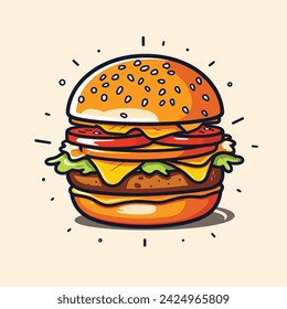 logo cartoon illustration of burger icon