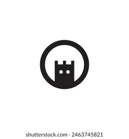 Logo castle stroke line black minimalist with blank background