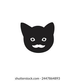 Logo cat with beard or moustache and blank background