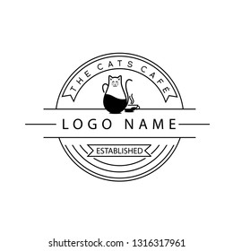 Logo Cat combine coffee Vector