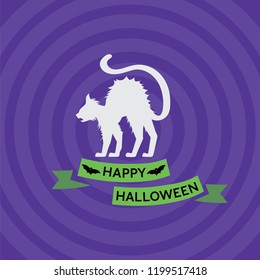Logo of a cat with a curved back. Logo for Halloween and the feast of all saints. Vector illustration.