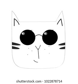 Logo cat with glasses vector illustration cute