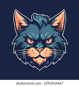 A logo of an cat head, designed in esports illustration style - Vector
