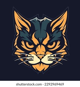 A logo of an cat head, designed in esports illustration style - Vector