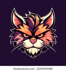 A logo of an cat head, designed in esports illustration style - Vector