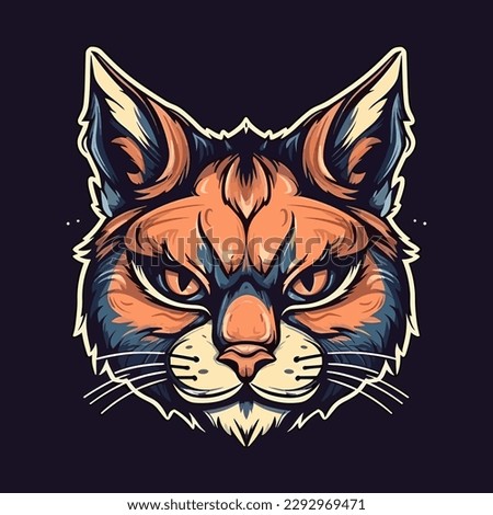A logo of an cat head, designed in esports illustration style - Vector