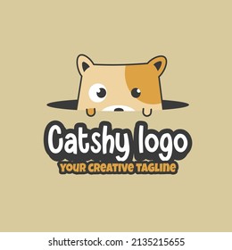 logo cat hiding in the hole