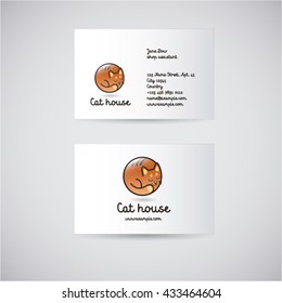 Logo Cat House. Food for cats logo. Products for pets.