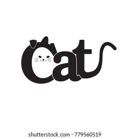 logo cat. Letter C made like a cat. Vector design logo. Vector illustration