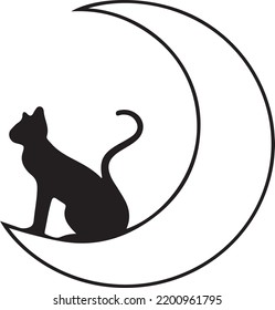 Logo an cat sitting the moon 