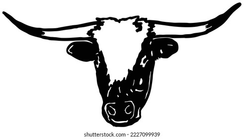 Logo of Cattle head with long horn, bull head silhouette vector illustration svg
