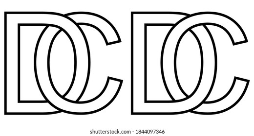 Logo cd und dc Symbol Zeichen zwei Zwischenbuchstaben C D, Vektorlogo cd dc erste Großbuchstaben Alphabet c d