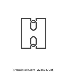 The Logo is a chain and letter H. elegant and outline.