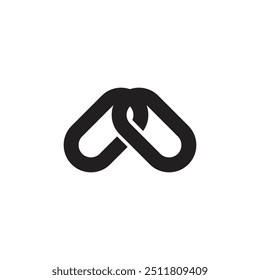Triángulo único de la cadena del logotipo o letra A con el fondo en blanco