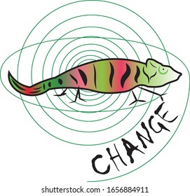 logo with chameleon of different colors