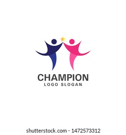 Logo champion vector illustration. Can use for logo company, logo community, logo family.