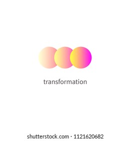 Logo change, transformation. Business icon, innovation, development, coach, coaching. Vector illustration of circle changing color.	