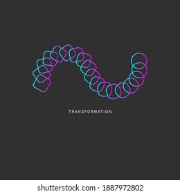 Logo change, transformation. Business icon, innovation, development, coach, coaching. Square turns into circle