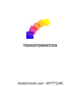 Logo Change, Transformation. Business Icon, Innovation, Development, Coach, Coaching. Vector Illustration Of Circle Turns Into Square