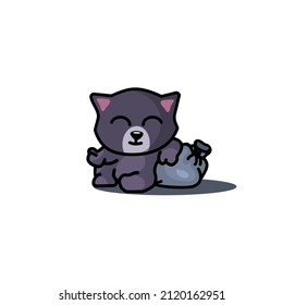 Logo Character Design Cute Rob Cat Stock Vector (Royalty Free) 2120162951