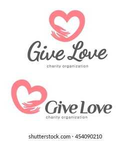 Logo for charity and care. Logo for the orphanage, elderly care. Give love 