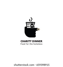 The logo of a charity dinner. Food for the homeless logo. Charitable Foundation food to the poor logo