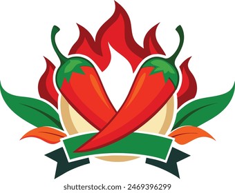 logo with cheely peppers vector art illustration