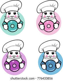 The logo of the chef and the donut on white background


