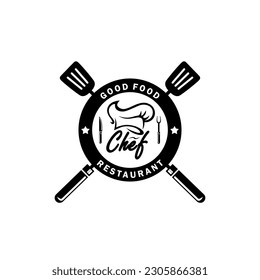 Logo chef illustration restaurant template white background