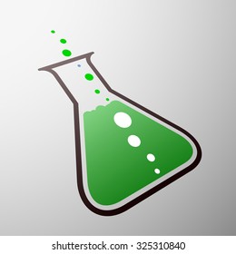 Logo of chemical beaker. Stock vector image.