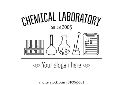 Logo for the chemical, medical, research laboratories, businesses, industries and products. Isolated image. Vector template. Vector illustration