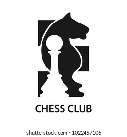 Logo of the chess club. Concept illustration in flat style design. Logo template. Vector illustration