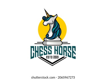 Logo Chess Horse With Circle Background For Sports And Game