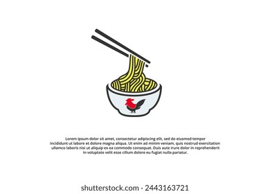 logo chicken bowl noodle rooster design