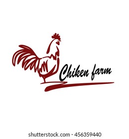 
Logo for the chicken farm. Red rooster on white background. Vector illustration