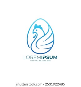 logo of a chicken inside an egg, line style design